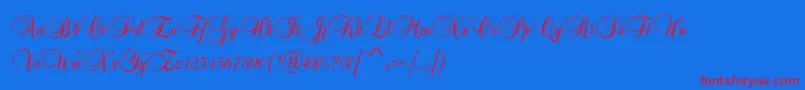 フォントBalladScriptRegular – 赤い文字の青い背景