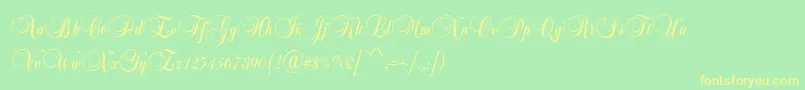 Więcej informacji o czcionce BalladScriptRegular Czcionka BalladScriptRegular – żółte czcionki na zielonym tle
