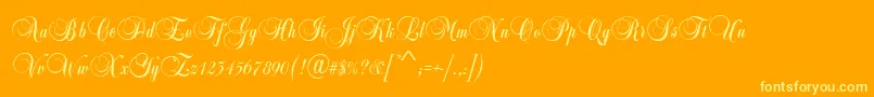 Czcionka BalladScriptRegular – żółte czcionki na pomarańczowym tle