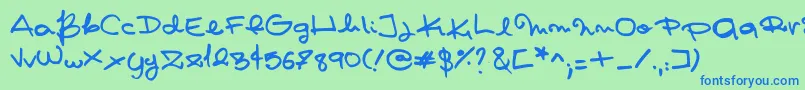 Шрифт Pashiz – синие шрифты на зелёном фоне