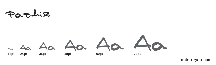 Размеры шрифта Pashiz