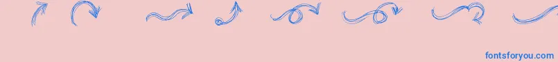 GoAroundTheBooksArrows-Schriftart – Blaue Schriften auf rosa Hintergrund