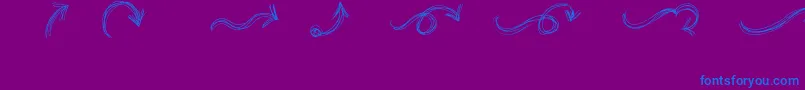 GoAroundTheBooksArrows-Schriftart – Blaue Schriften auf violettem Hintergrund