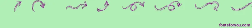 GoAroundTheBooksArrows-Schriftart – Violette Schriften auf grünem Hintergrund