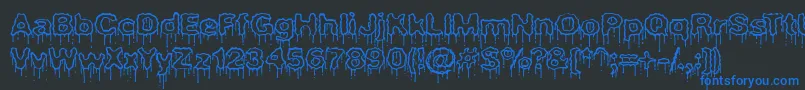 フォントPlasmaDripEmptyBrk – 黒い背景に青い文字