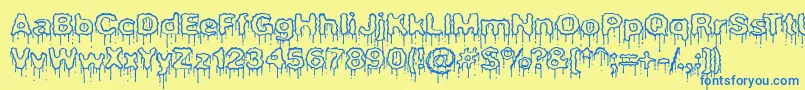 Шрифт PlasmaDripEmptyBrk – синие шрифты на жёлтом фоне