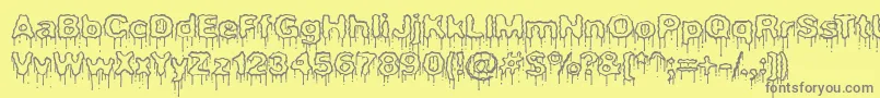 Fonte PlasmaDripEmptyBrk – fontes cinzas em um fundo amarelo