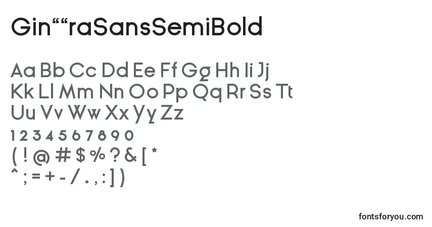 Шрифт GinРІraSansSemiBold – алфавит, цифры, специальные символы