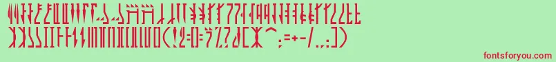 Mandalorian-Schriftart – Rote Schriften auf grünem Hintergrund