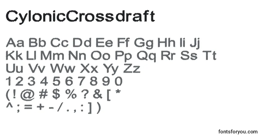 Czcionka CylonicCrossdraft – alfabet, cyfry, specjalne znaki
