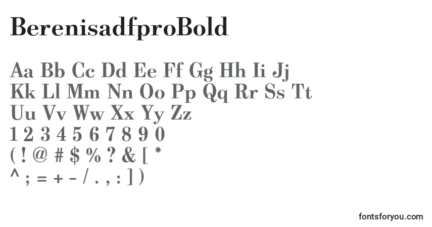 A fonte BerenisadfproBold – alfabeto, números, caracteres especiais