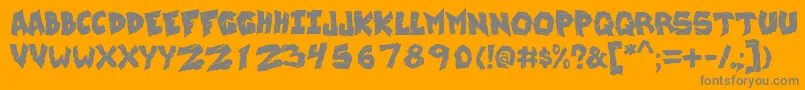 WreckingKrew-Schriftart – Graue Schriften auf orangefarbenem Hintergrund