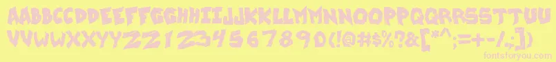 WreckingKrew Font – Pink Fonts on Yellow Background