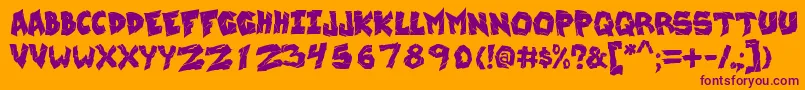 WreckingKrew-Schriftart – Violette Schriften auf orangefarbenem Hintergrund