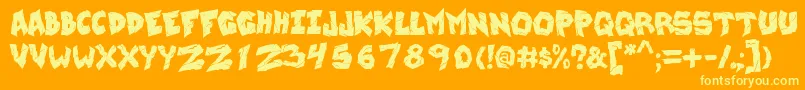 WreckingKrew-Schriftart – Gelbe Schriften auf orangefarbenem Hintergrund