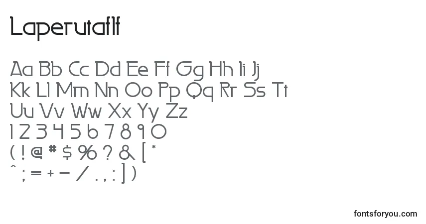 A fonte Laperutaflf – alfabeto, números, caracteres especiais