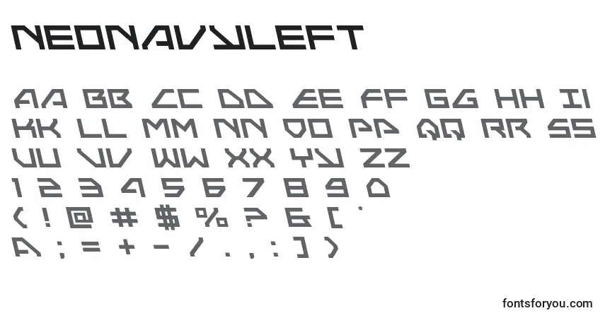 Шрифт Neonavyleft – алфавит, цифры, специальные символы