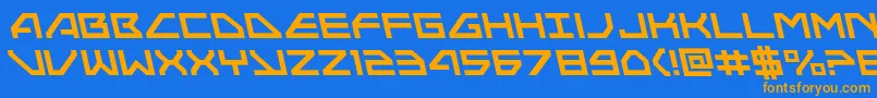 Neonavyleft-Schriftart – Orangefarbene Schriften auf blauem Hintergrund