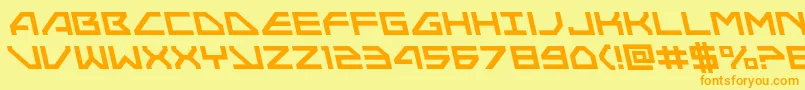フォントNeonavyleft – オレンジの文字が黄色の背景にあります。
