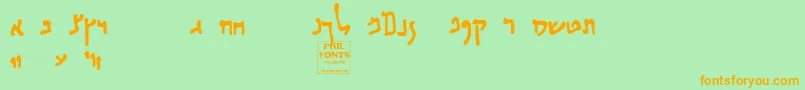 Habbakuk-Schriftart – Orangefarbene Schriften auf grünem Hintergrund