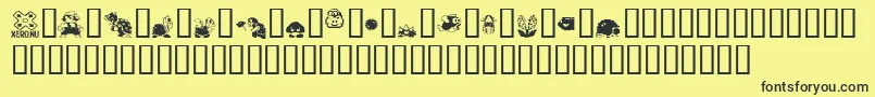 フォントMario.Bros.Drunkenbatz.Fontvir.Us – 黒い文字の黄色い背景