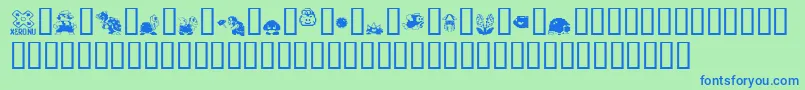 Mario.Bros.Drunkenbatz.Fontvir.Us-Schriftart – Blaue Schriften auf grünem Hintergrund