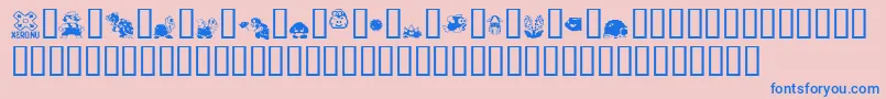 Mario.Bros.Drunkenbatz.Fontvir.Us-Schriftart – Blaue Schriften auf rosa Hintergrund