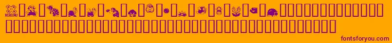 Mario.Bros.Drunkenbatz.Fontvir.Us-Schriftart – Violette Schriften auf orangefarbenem Hintergrund