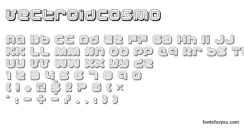 A fonte VectroidCosmo – alfabeto, números, caracteres especiais