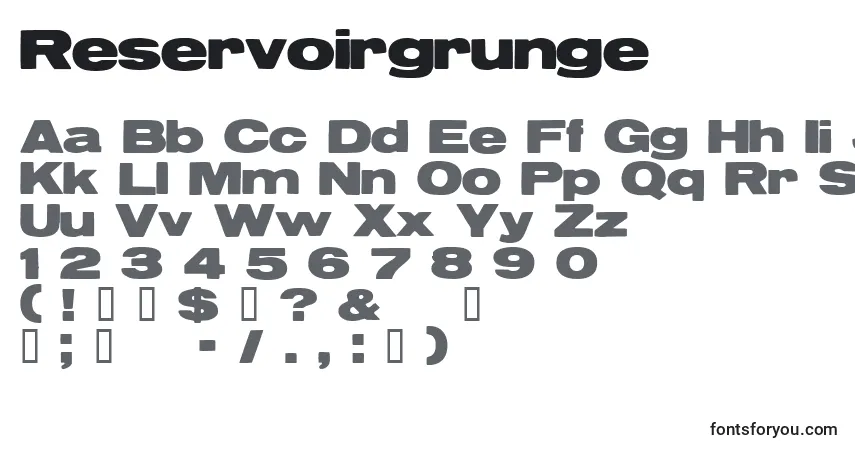 A fonte Reservoirgrunge – alfabeto, números, caracteres especiais