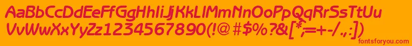 BenjaminsansBolditalic-Schriftart – Rote Schriften auf orangefarbenem Hintergrund