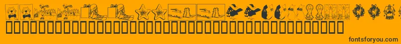 KrChristmas2002Dings5-Schriftart – Schwarze Schriften auf orangefarbenem Hintergrund