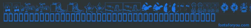 KrChristmas2002Dings5-fontti – siniset fontit mustalla taustalla