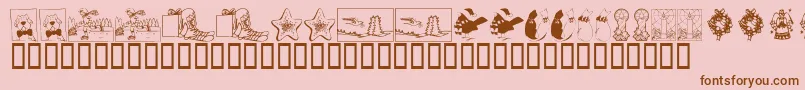 KrChristmas2002Dings5-Schriftart – Braune Schriften auf rosa Hintergrund