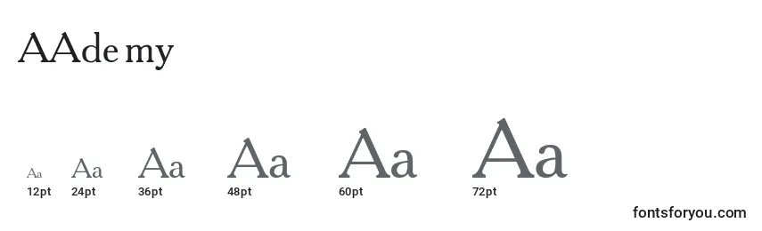 Размеры шрифта AAdemy