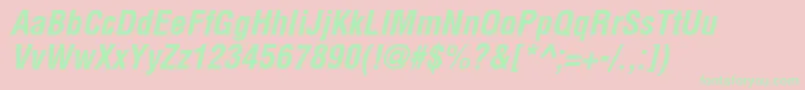 ArenaCondensedBoldItalic Font – Green Fonts on Pink Background