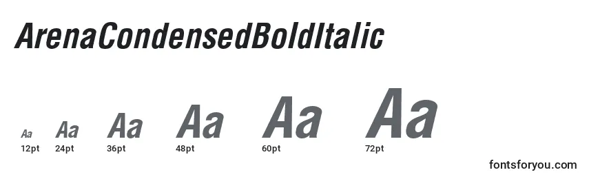 Размеры шрифта ArenaCondensedBoldItalic