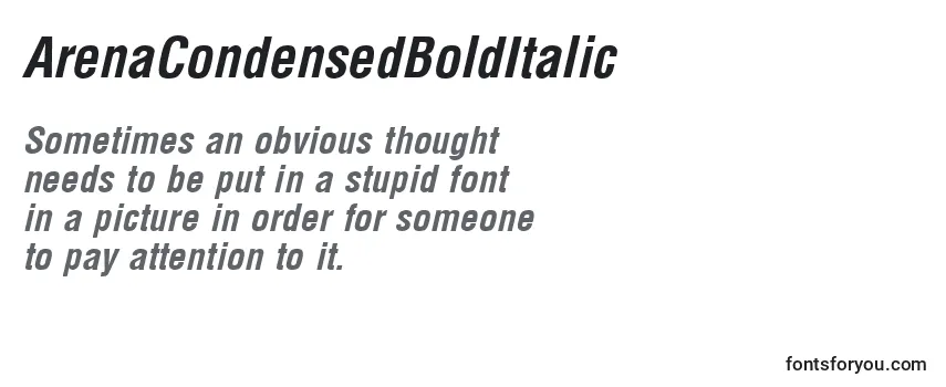 Review of the ArenaCondensedBoldItalic Font