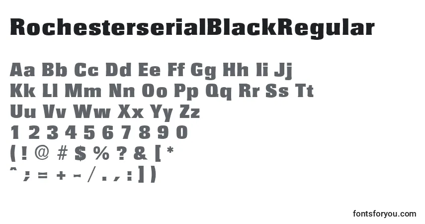 Czcionka RochesterserialBlackRegular – alfabet, cyfry, specjalne znaki