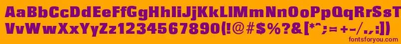 Weitere Informationen zur RochesterserialBlackRegular-Schriftart RochesterserialBlackRegular-Schriftart – Violette Schriften auf orangefarbenem Hintergrund