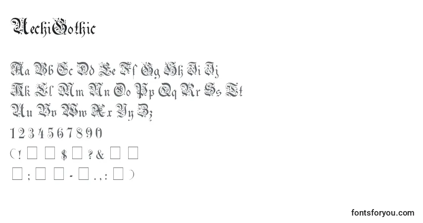 Schriftart UechiGothic – Alphabet, Zahlen, spezielle Symbole
