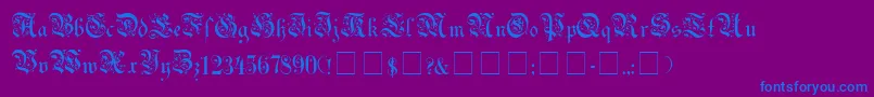 UechiGothic-Schriftart – Blaue Schriften auf violettem Hintergrund