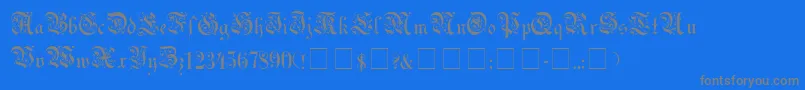 UechiGothic-Schriftart – Graue Schriften auf blauem Hintergrund