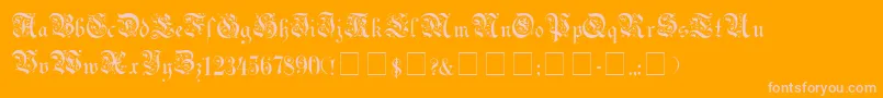 UechiGothic-Schriftart – Rosa Schriften auf orangefarbenem Hintergrund