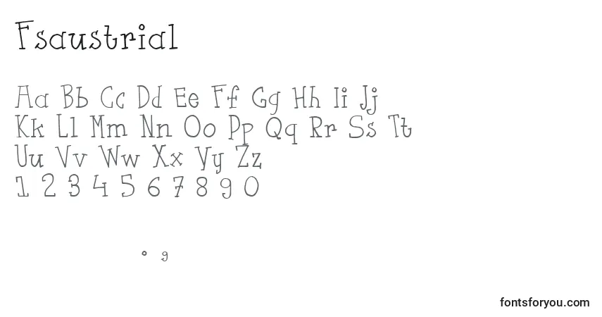 A fonte Fsaustrial (105218) – alfabeto, números, caracteres especiais