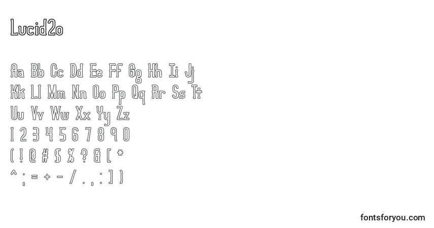 A fonte Lucid2o – alfabeto, números, caracteres especiais