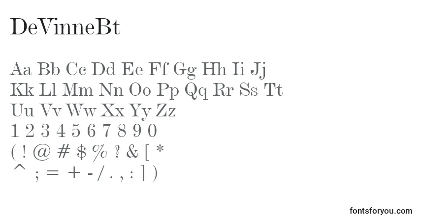 A fonte DeVinneBt – alfabeto, números, caracteres especiais