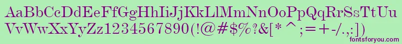 DeVinneBt Font – Purple Fonts on Green Background