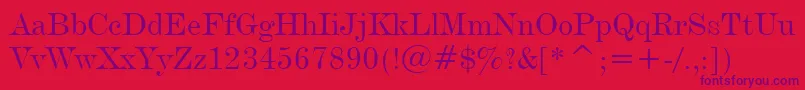 DeVinneBt Font – Purple Fonts on Red Background