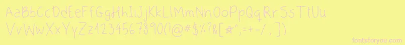 AppleIsMyFavorite-fontti – vaaleanpunaiset fontit keltaisella taustalla